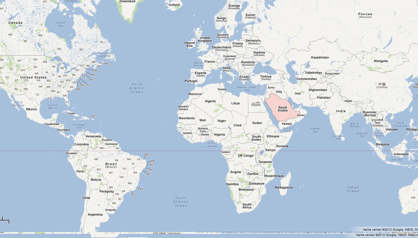 carte du Arabie Saoudite monde